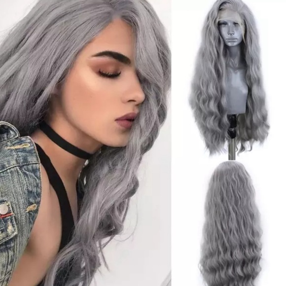 💫 22” DARK GREY WAVY LACE FRONT WIG *NEW*